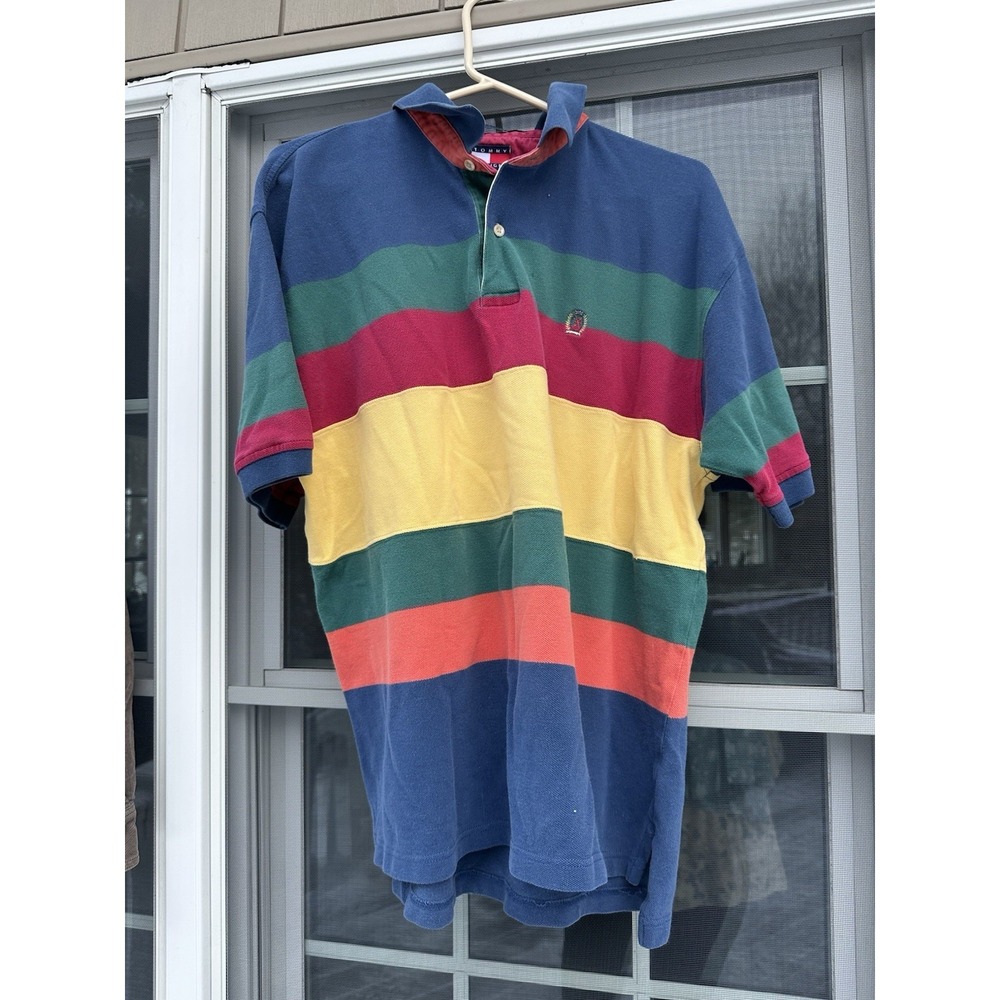Vintage 90's Tommy Hilfiger Polo Shirt Colorblock Men's XL